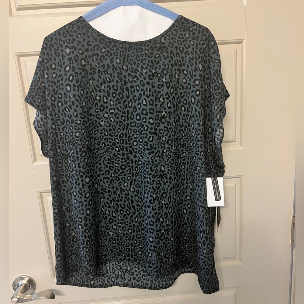 Halogen Plus Blouse - Grey Cheetah Print - 1X